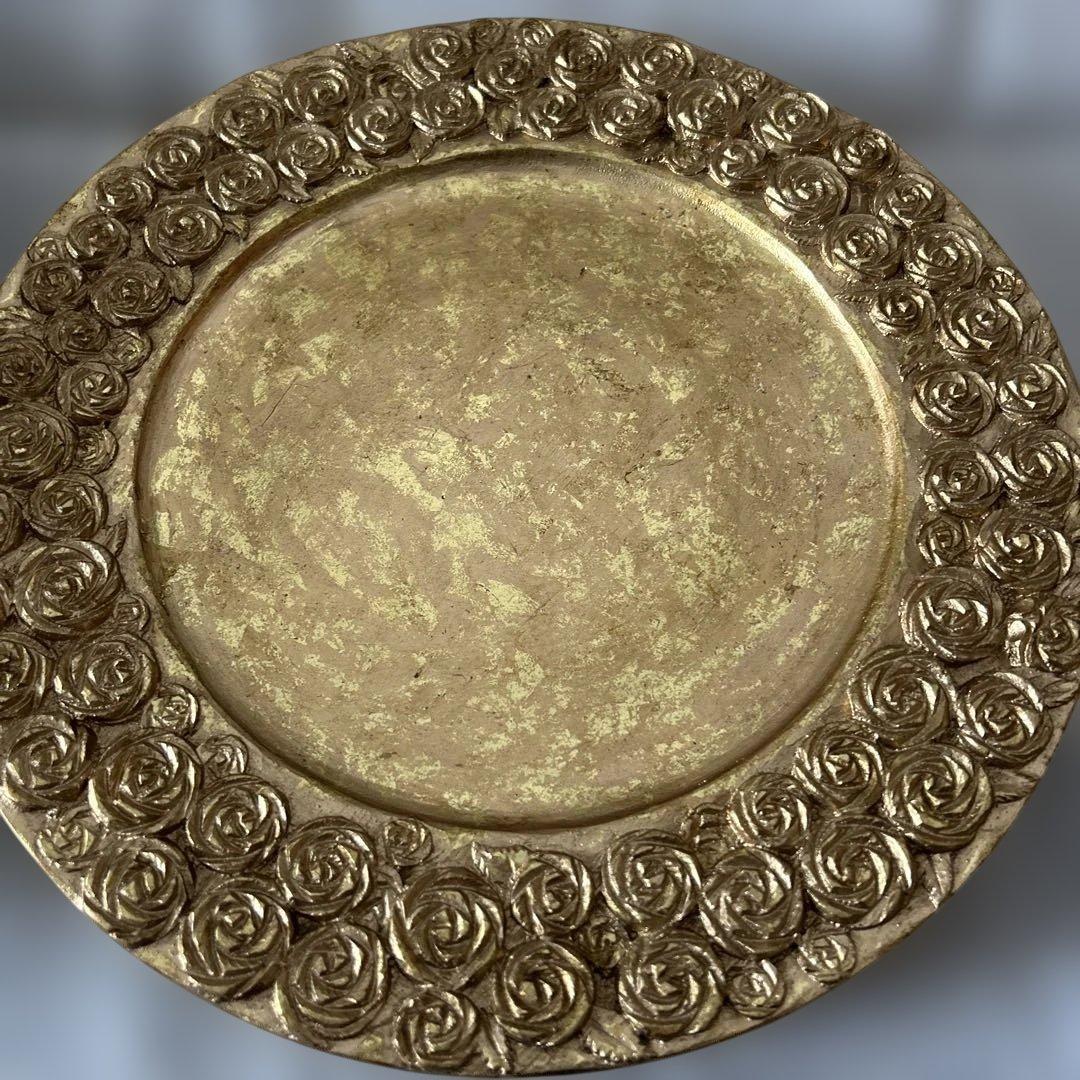 クリスマスプレートセット　 ６枚組　　ゴールド 薔薇模様 アンダープレート