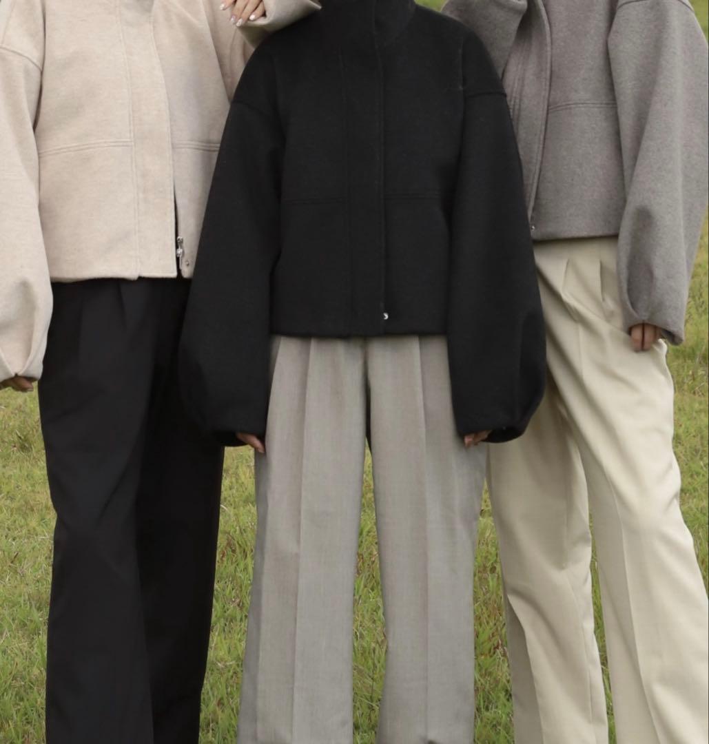 Reurie ダブルジップショートウールコート ブラック レウリィ