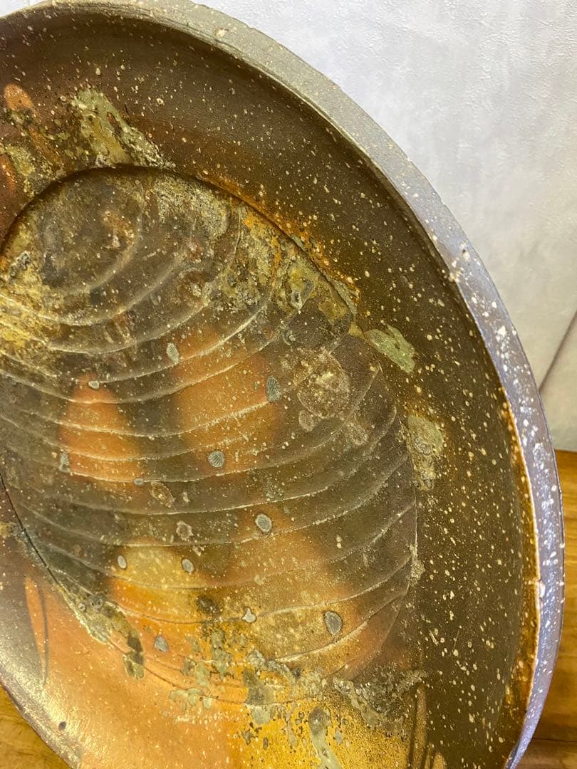 備前焼　大皿　飾り皿　皿立て付　焼物　食器　骨董　置物