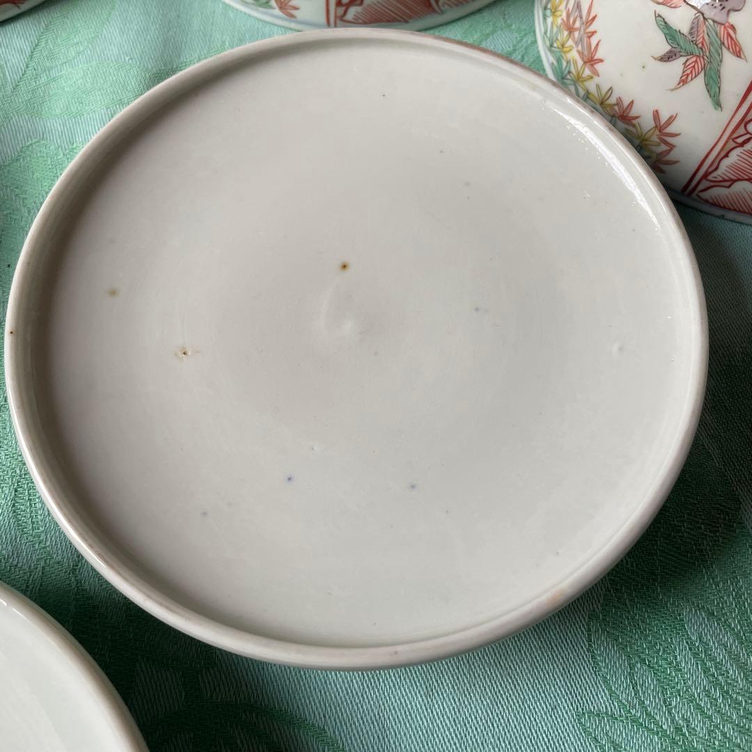 伊万里焼　色絵　金彩　染付　吉祥文様　蓋付き茶碗　3客