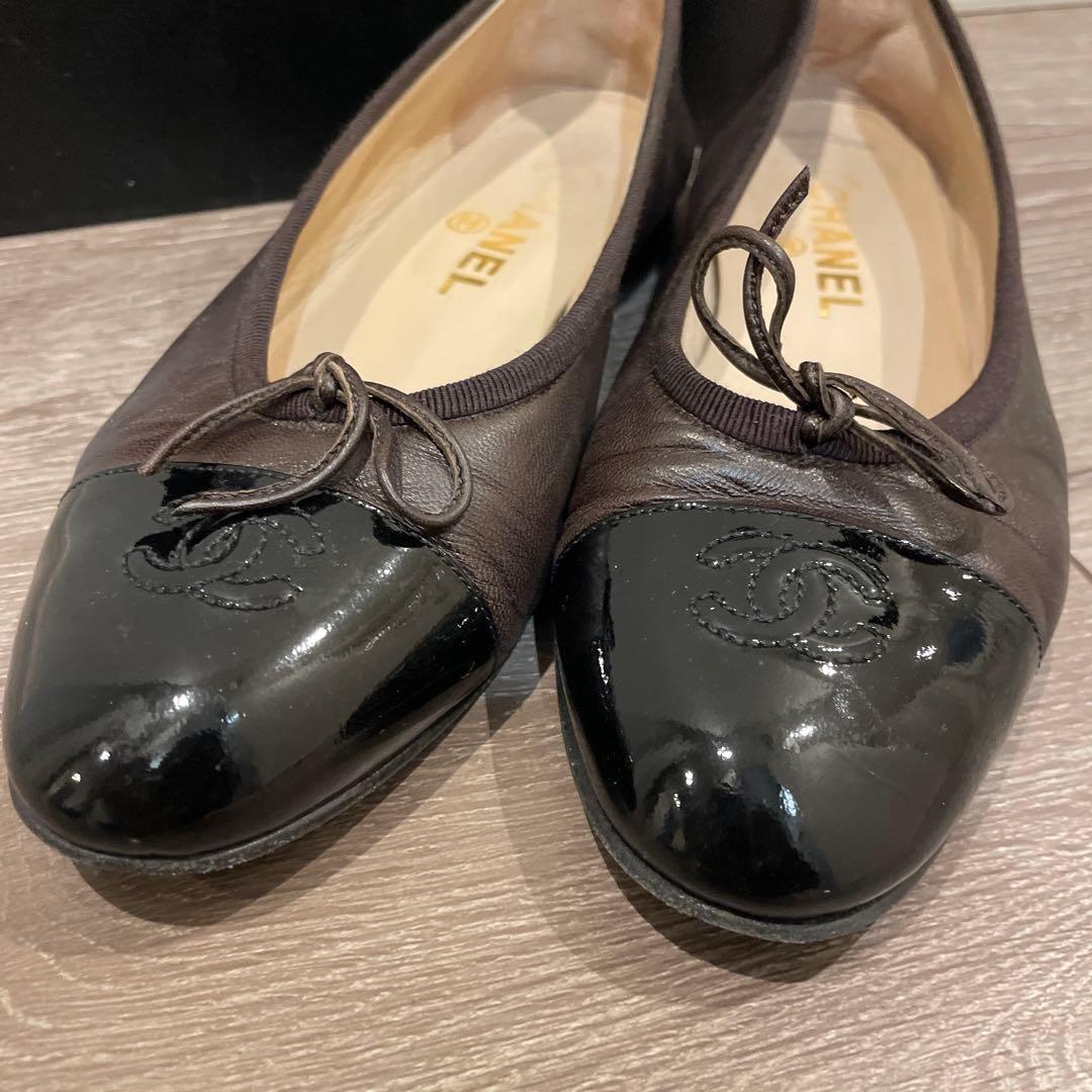 CHANEL バレエシューズ ブラウン/ブラック