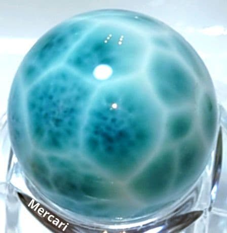 高品質ラリマー　スフィア　大玉22.3mm サッカーボール模様　極上海面模様