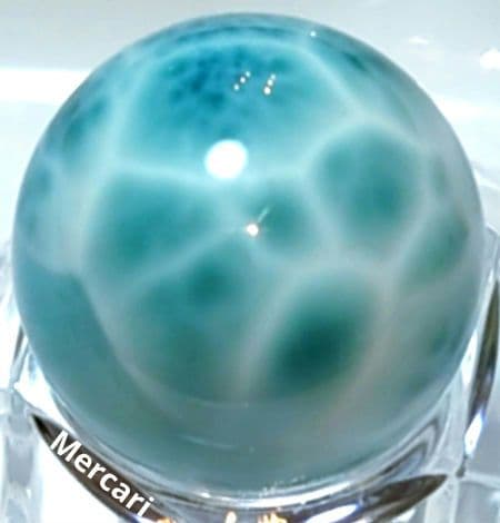 高品質ラリマー　スフィア　大玉22.3mm サッカーボール模様　極上海面模様