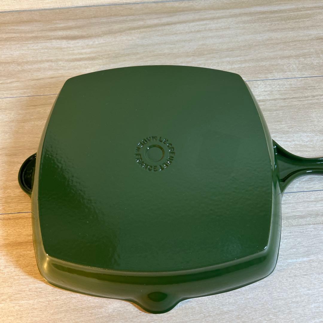 ルクルーゼ　スクエア　スキレット　グリルパン　グリル　26cm グリーン