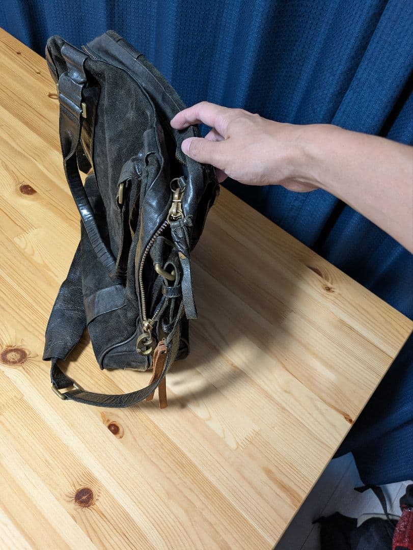 ダークグレー スエード レザー トートバッグ