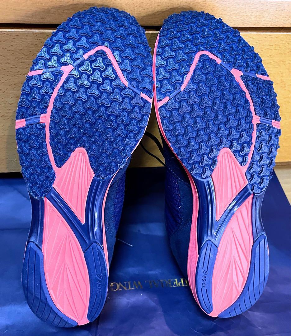 A美品アシックスターサージールランニングシューズ軽量ネイビー×シルバー28.5