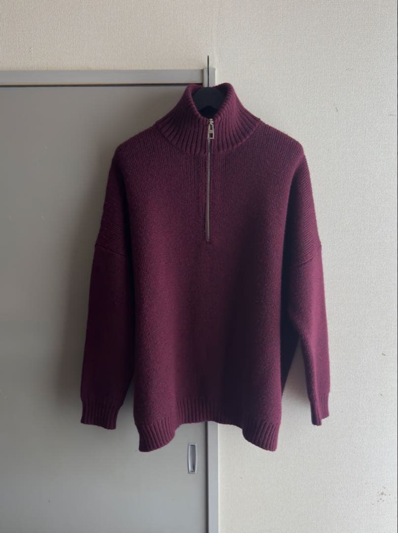 【美品】LOEWE HALF-ZIP ANAGRAM WOOL PULLOVER