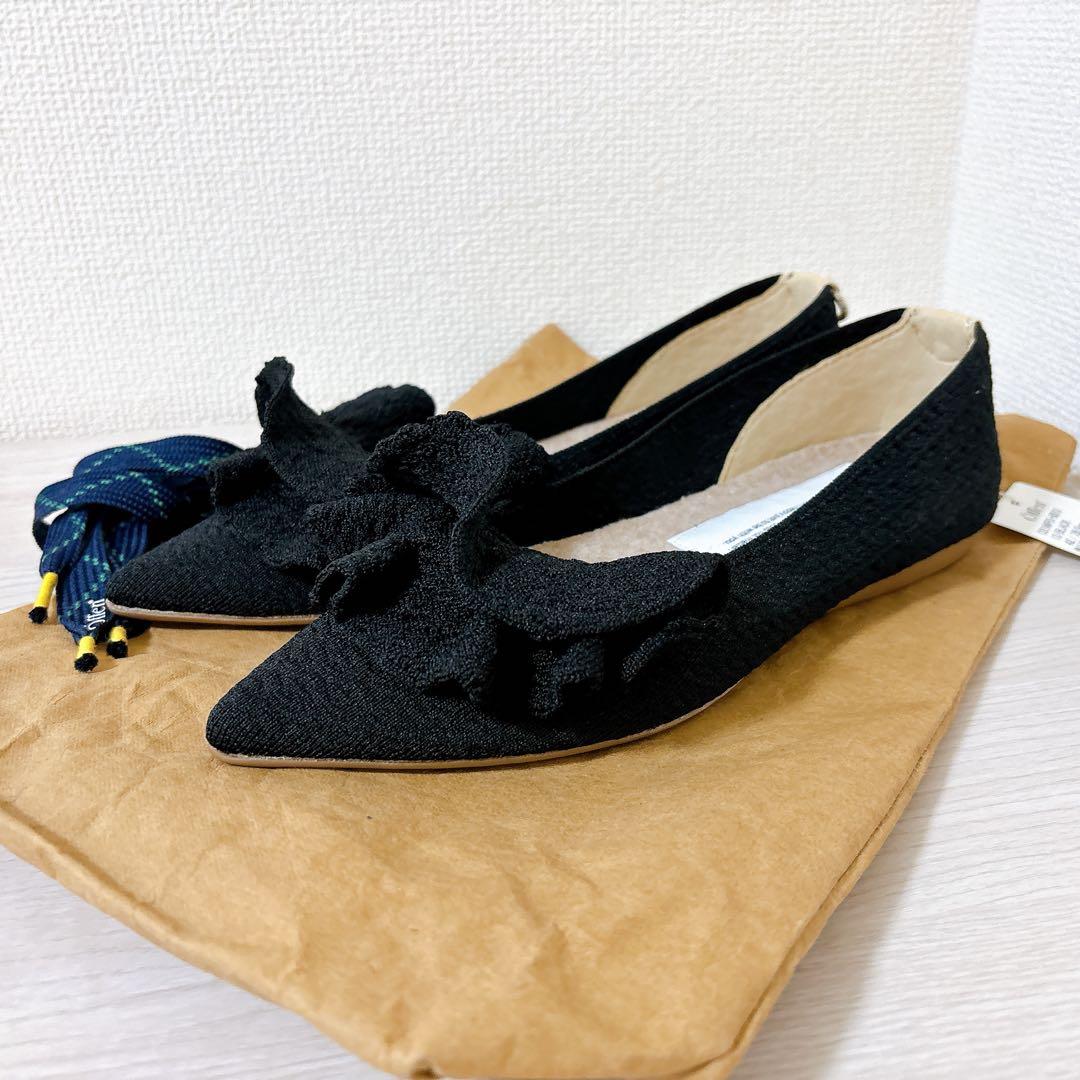 新品⭐︎Offen オッフェン 黒 フラットシューズ　パンプス　26cm フリル