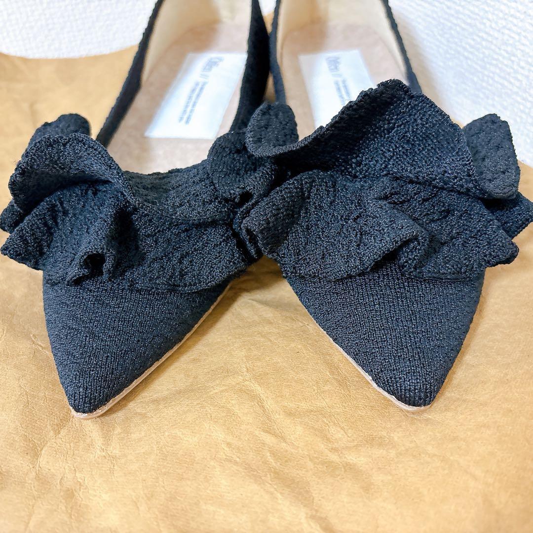 新品⭐︎Offen オッフェン 黒 フラットシューズ　パンプス　26cm フリル
