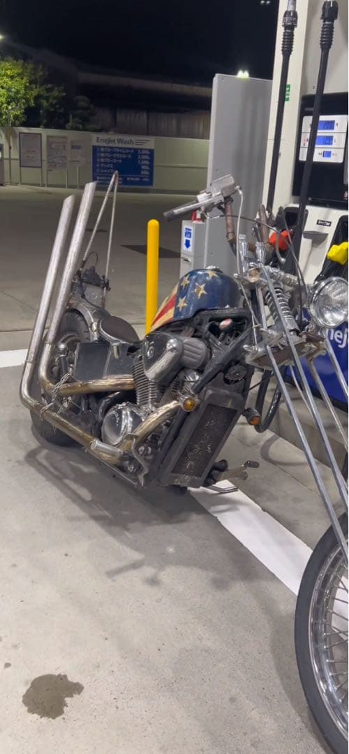 スティード　カチアゲ　スラッシュカットマフラー　ワンオフ