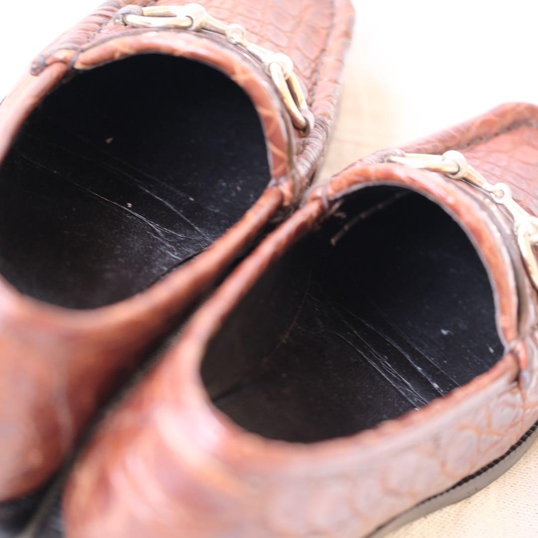 極希少美品GUCCIグッチ クロコダイルビットローファー茶35