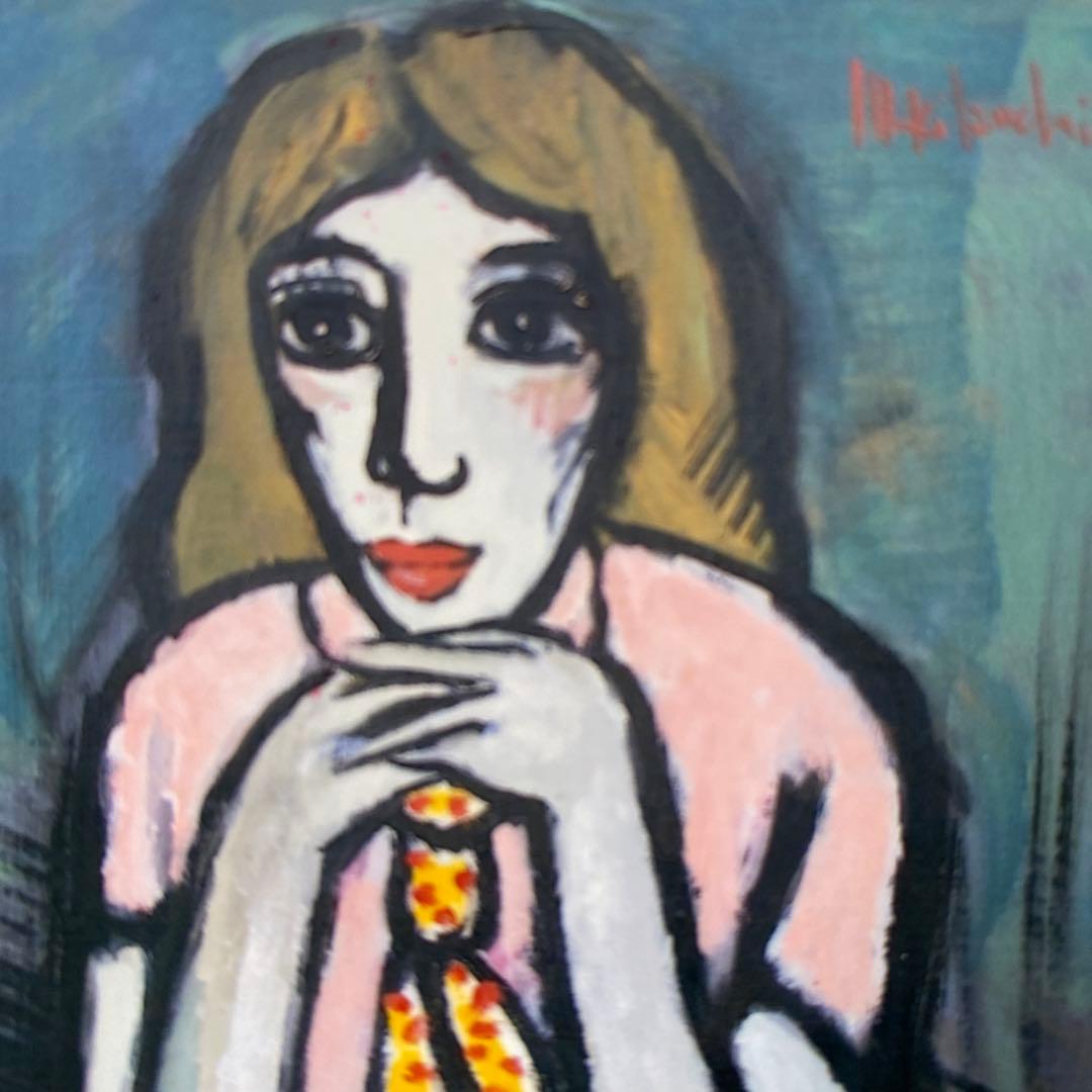 激安　菊地正則　油絵　油彩画　絵画　フランス　パリでみかけた女性　美品　額付き