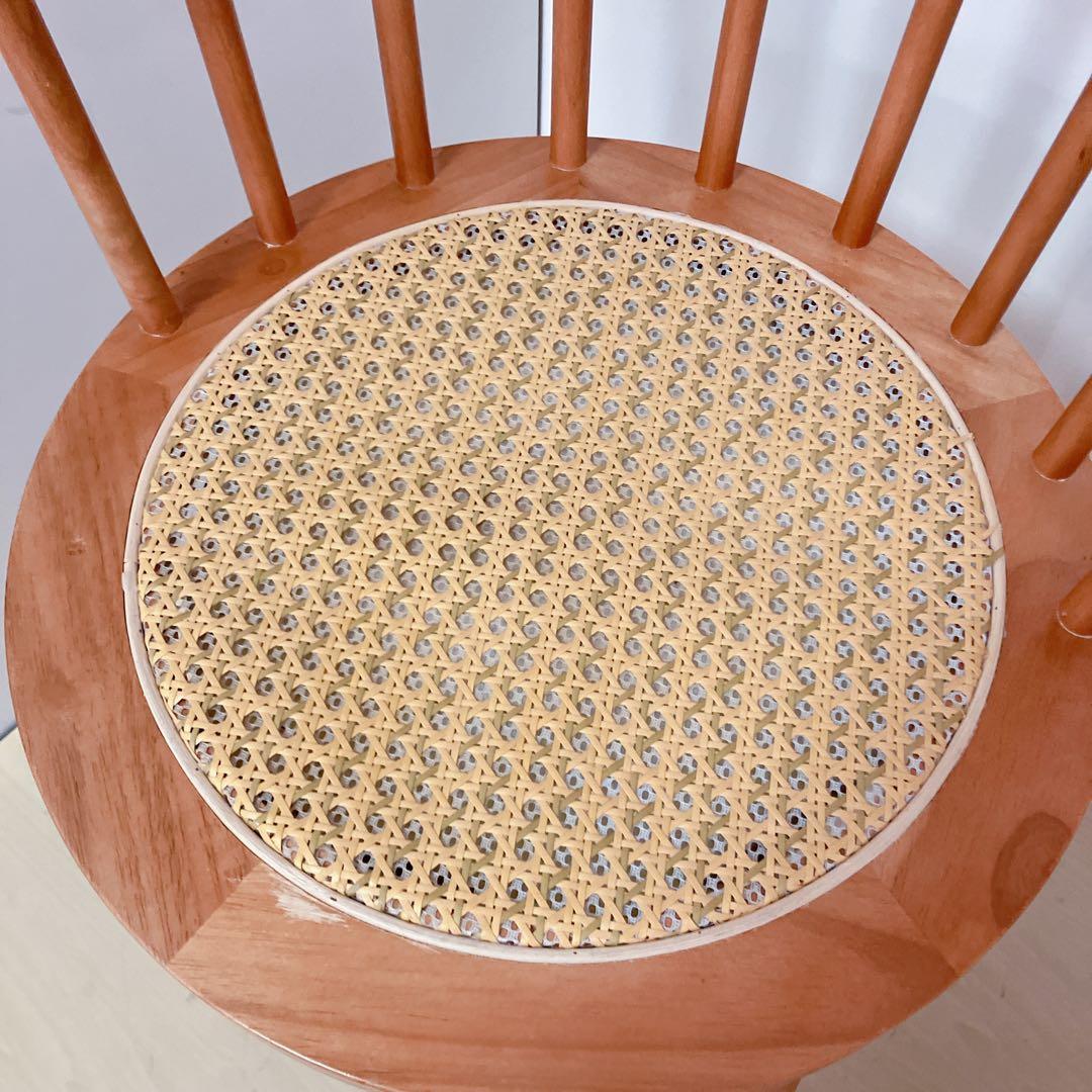 ラタン　ダイニングチェア　2脚セット　座面　籐中空シート　アームレスチェア