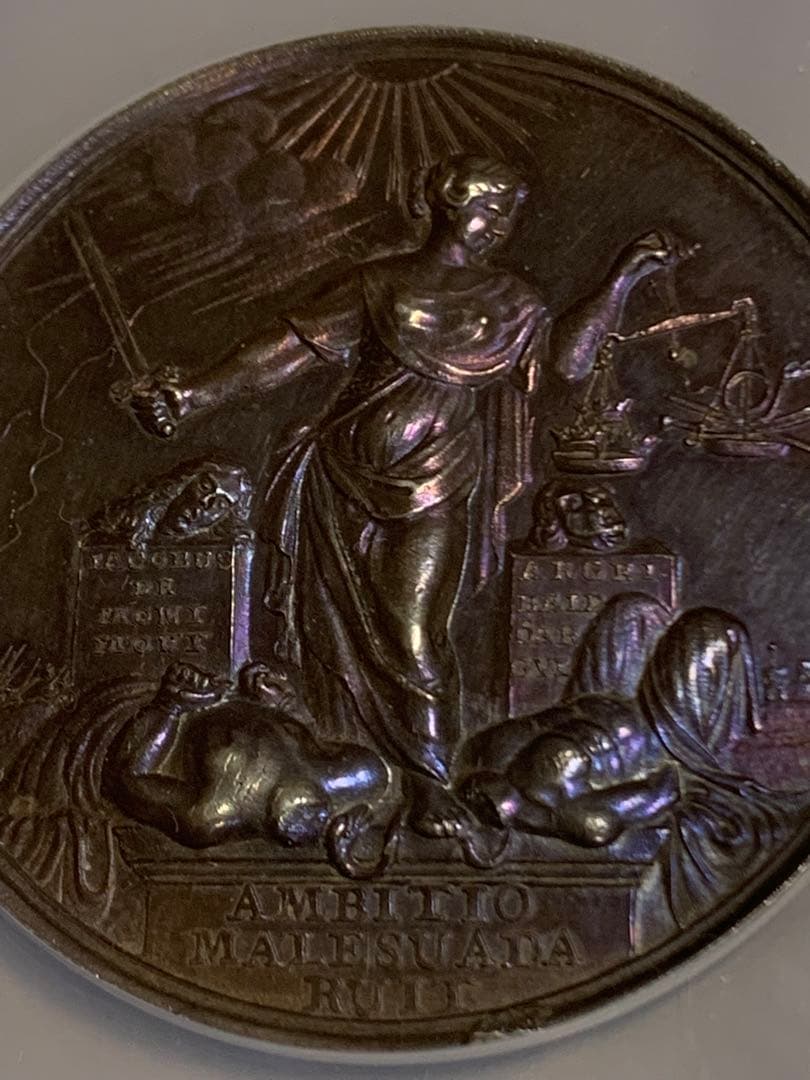 値下げ❗️ジェームズ2世1685年 パープルトーン❗️大型シルバーメダル