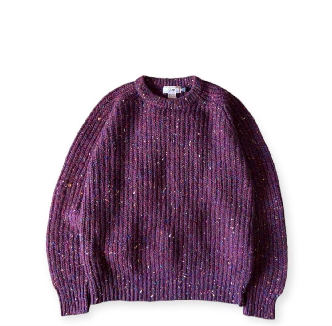 90s OLD GAP ネップ ミックス リブ編み ウール ニット セーター