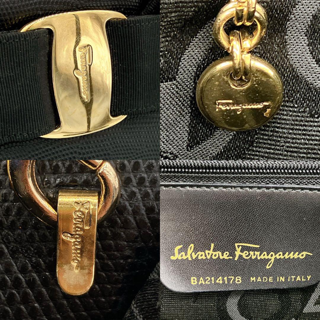 【Salvatore Ferragamo】ハンドバッグ レザー　リザード　黒