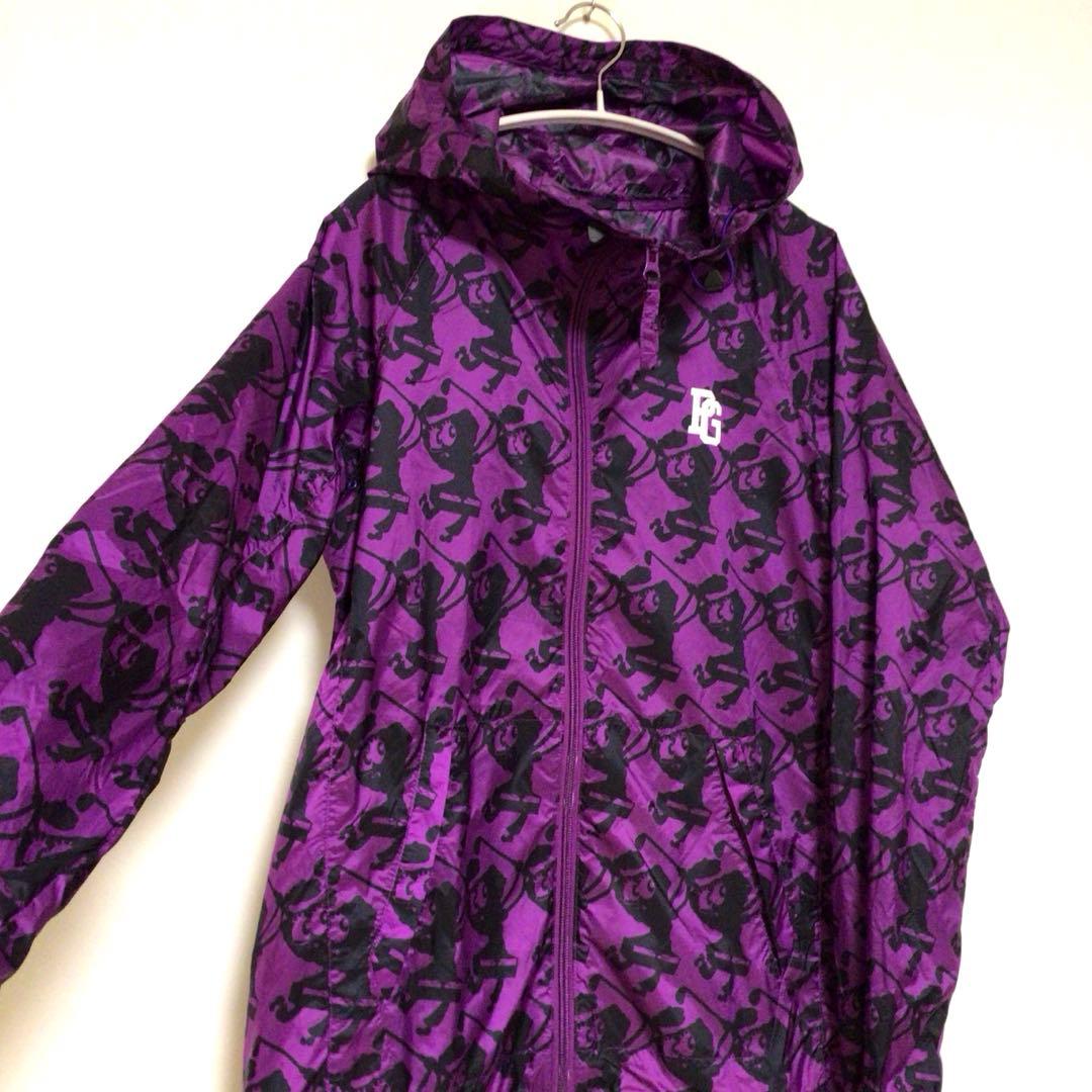 レア パーリーゲイツ×スポンジボブ コラボ 総柄 レインウェア 紫黒 0 極美品