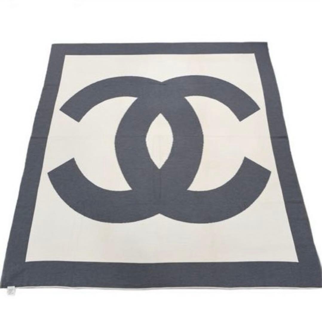 【訳あり】【レア】シャネル ダブルフェイス カシミア混 ロゴブランケット 毛布