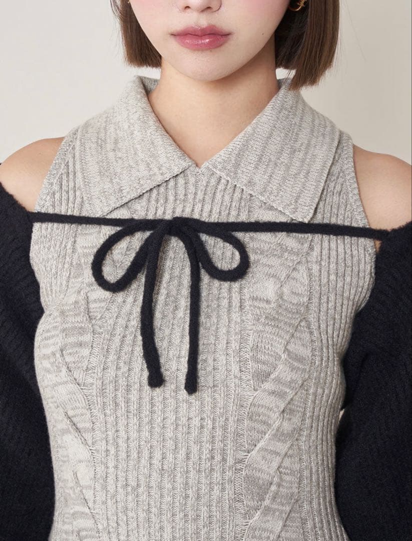 Darich ショートボレロニットミニワンピース グレー