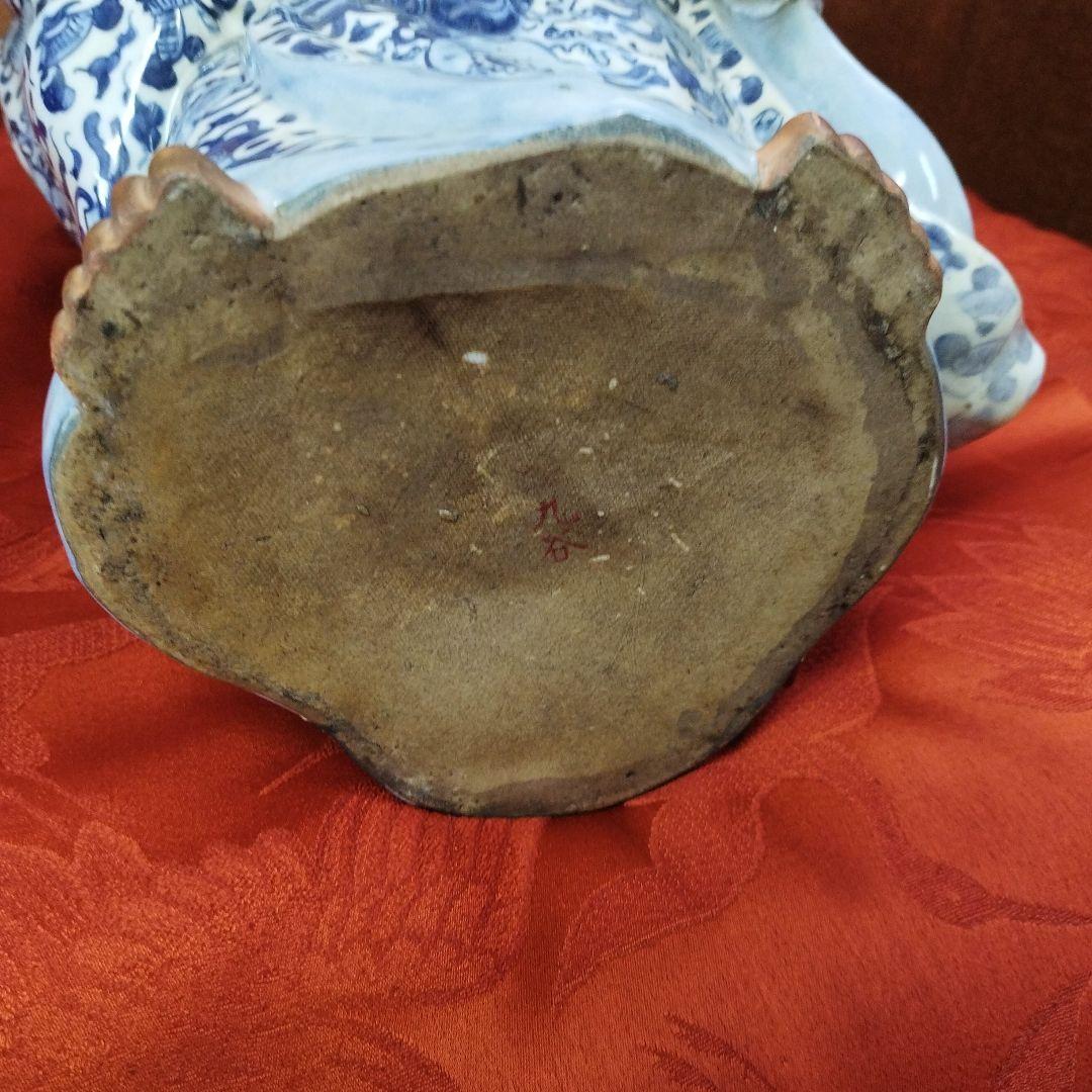 九谷焼陶器 青手 珍品 布袋様 骨董品 招福 高さ ３８ｃｍ