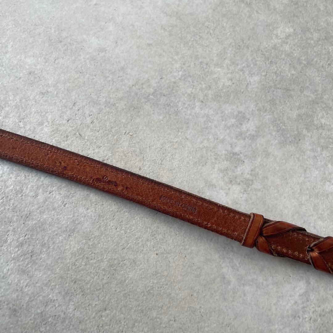 新品同様【レア】Ralph Lauren レザー編み込みベルト ゴールドバックル