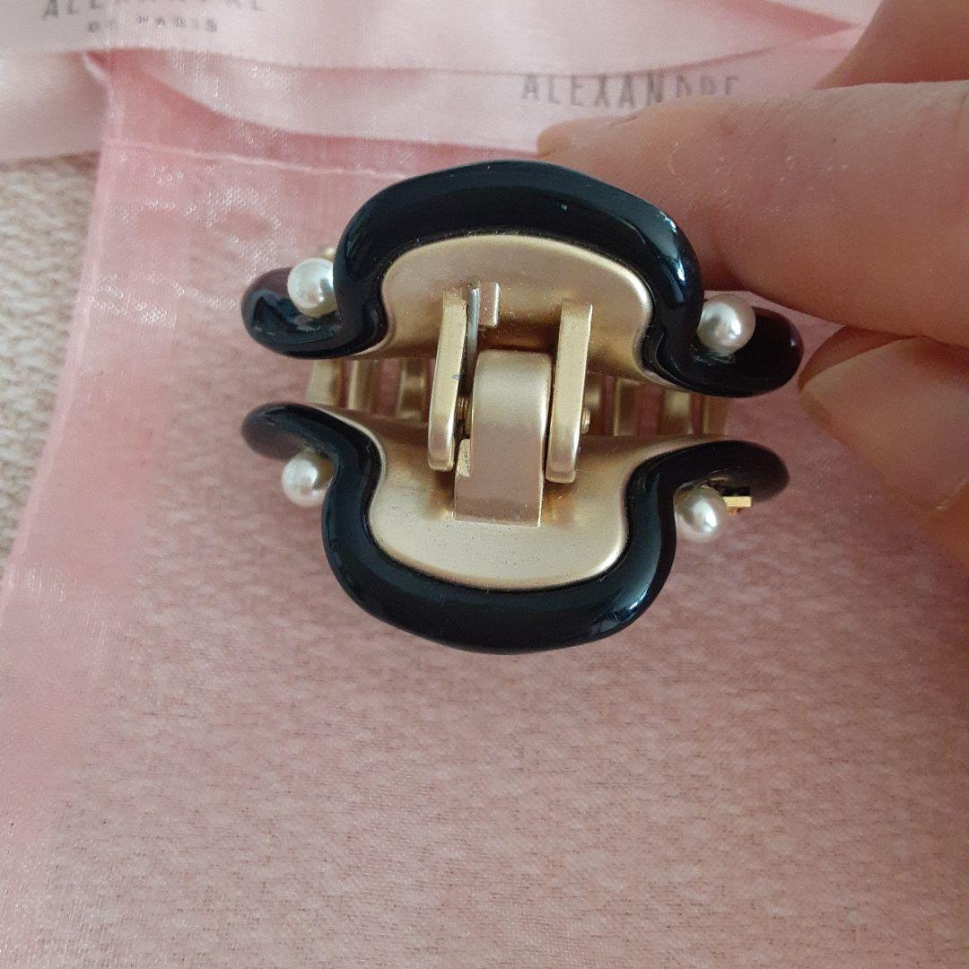 ゆい！アレクサンドルドゥパリ　パール・ヘアクリップ 黒 ブラック 4.5c