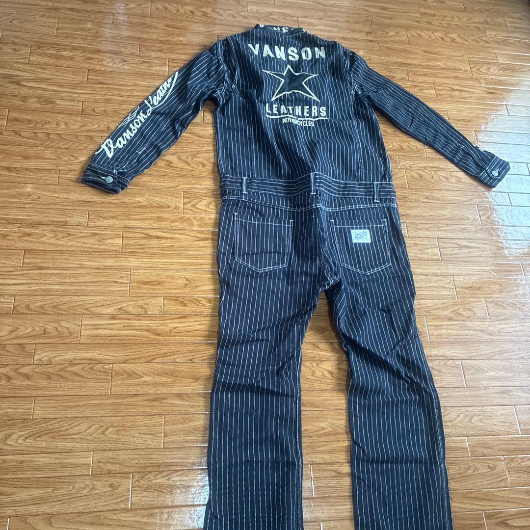 VANSON ストライプオーバーオール
