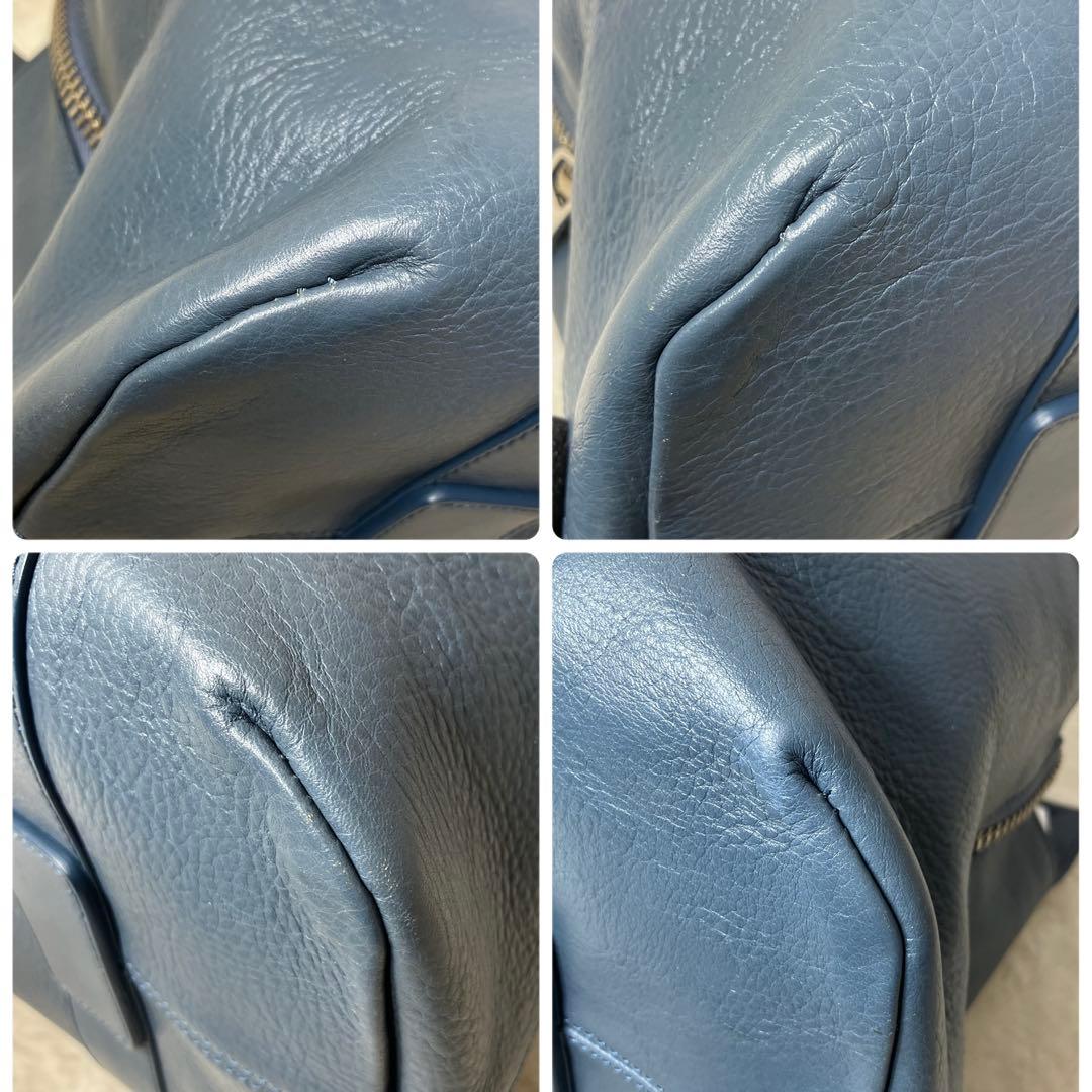 美品✨現行 近年モデル ヒロフ ランポ シボ革 ロゴ刻印 ３室 ハンドバッグ