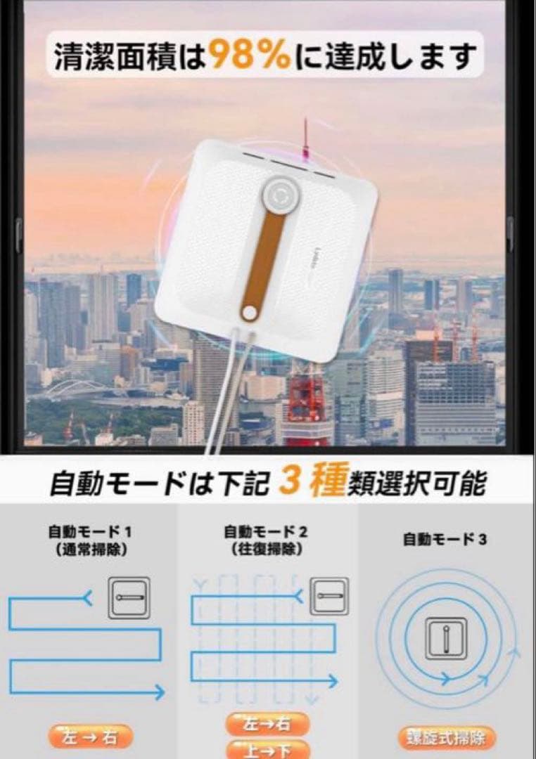 新品未使用 窓拭き 窓掃除ロボット 窓拭きロボット AI真空吸着 小型軽量