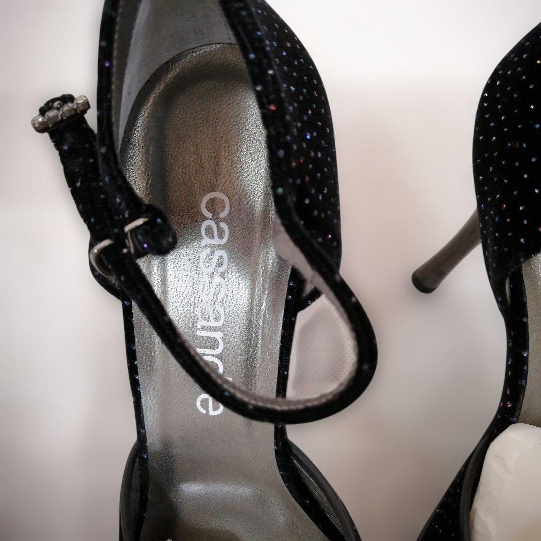 美品 社交ダンス ベロア パンプス シューズ パーティー ヒール 6052