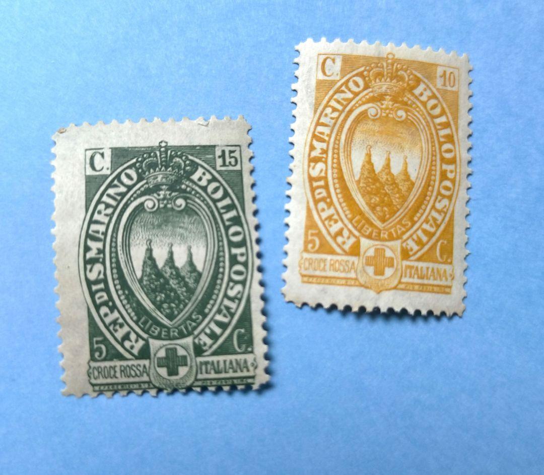 2808 外国切手 サンマリノ 1923年 レア古切手慈善 紋章 7種 未使用