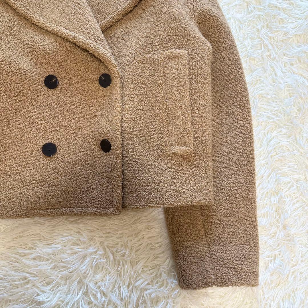 【Theory】テディフリース　ボア　ショート丈　ピーコート　ベージュ