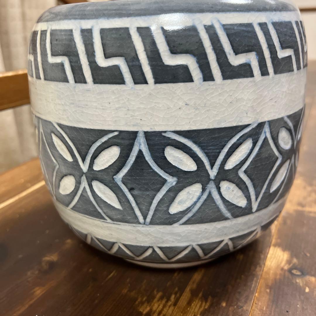 作家　陶芸作家　茶道具　水指　刻文水指　工芸品