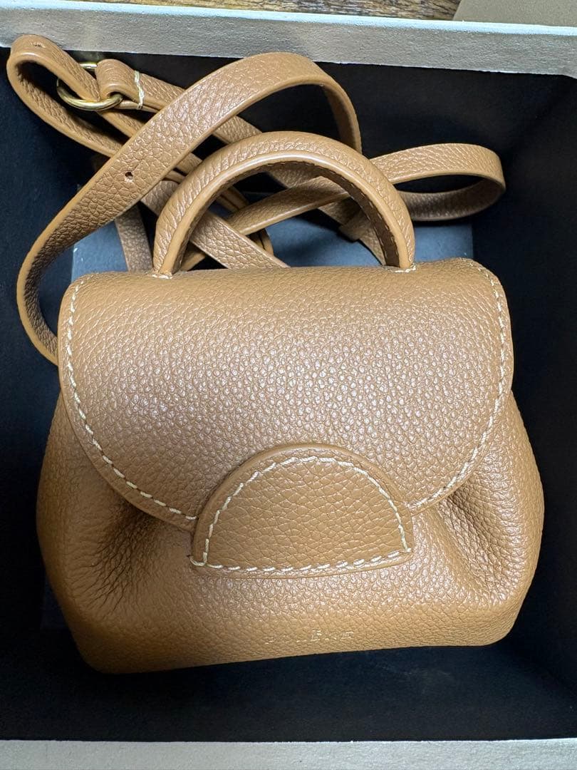 POLÈNE ブラウンレザー ショルダーバッグ