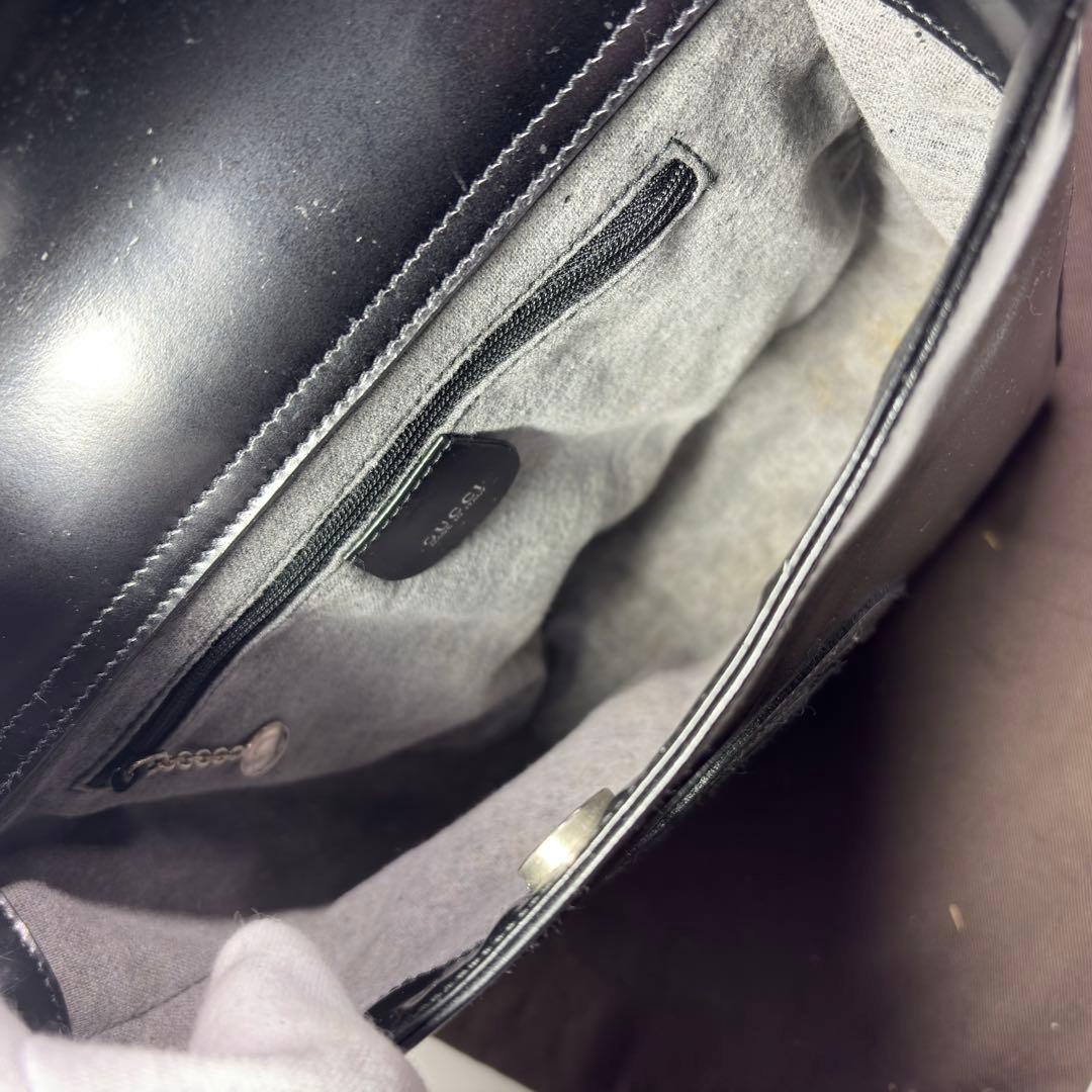 極美品　GUCCI グッチ パテントレザー ワンショルダーブラック　リペア済み