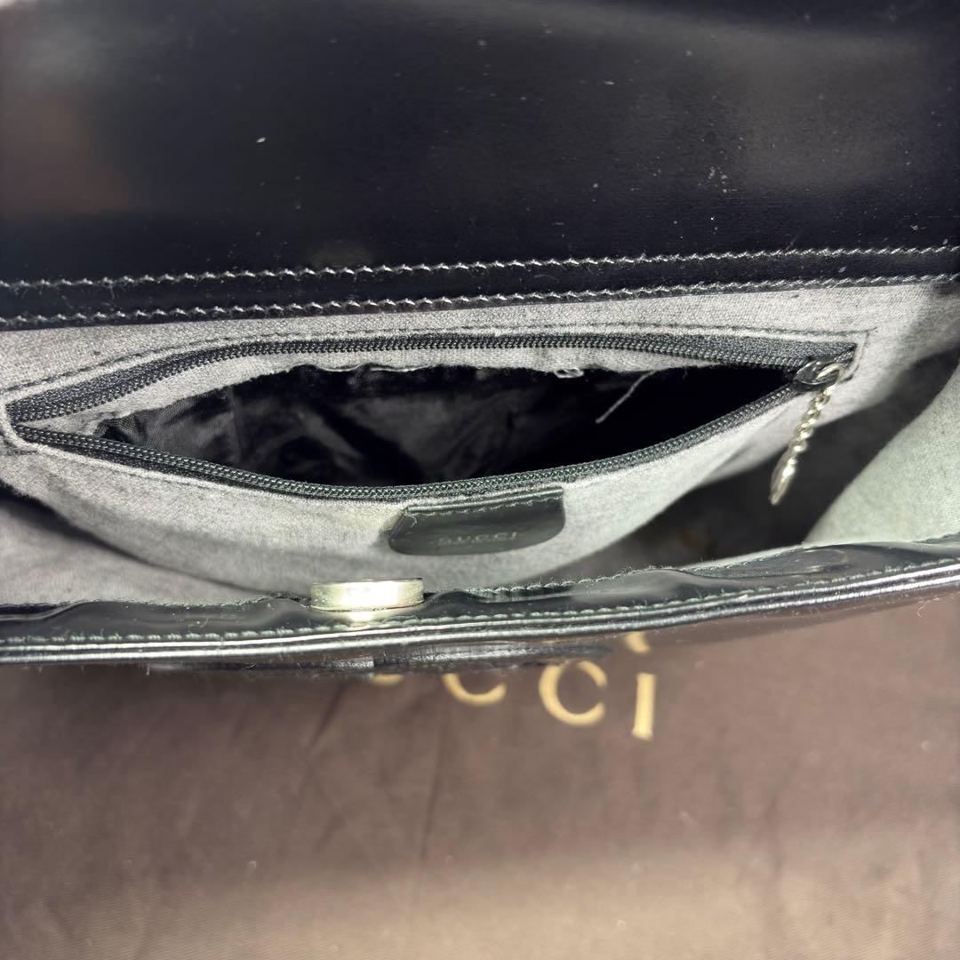 極美品　GUCCI グッチ パテントレザー ワンショルダーブラック　リペア済み
