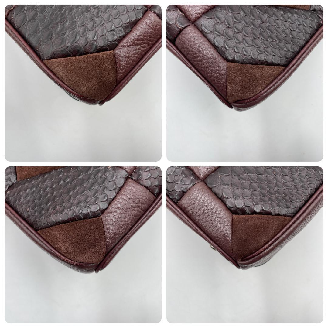 美品 COACH ハンドバッグ レザー ゴールド パッチワーク パイソン