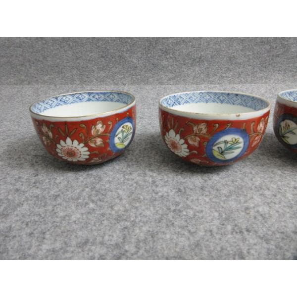 伊万里焼錦手花唐草図りん茶碗4個 [B28403]
