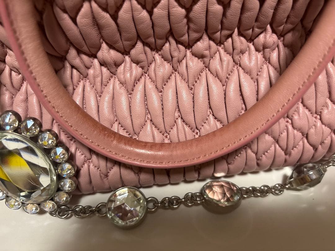 miumiu ナッパクリスタル バッグ ピンク