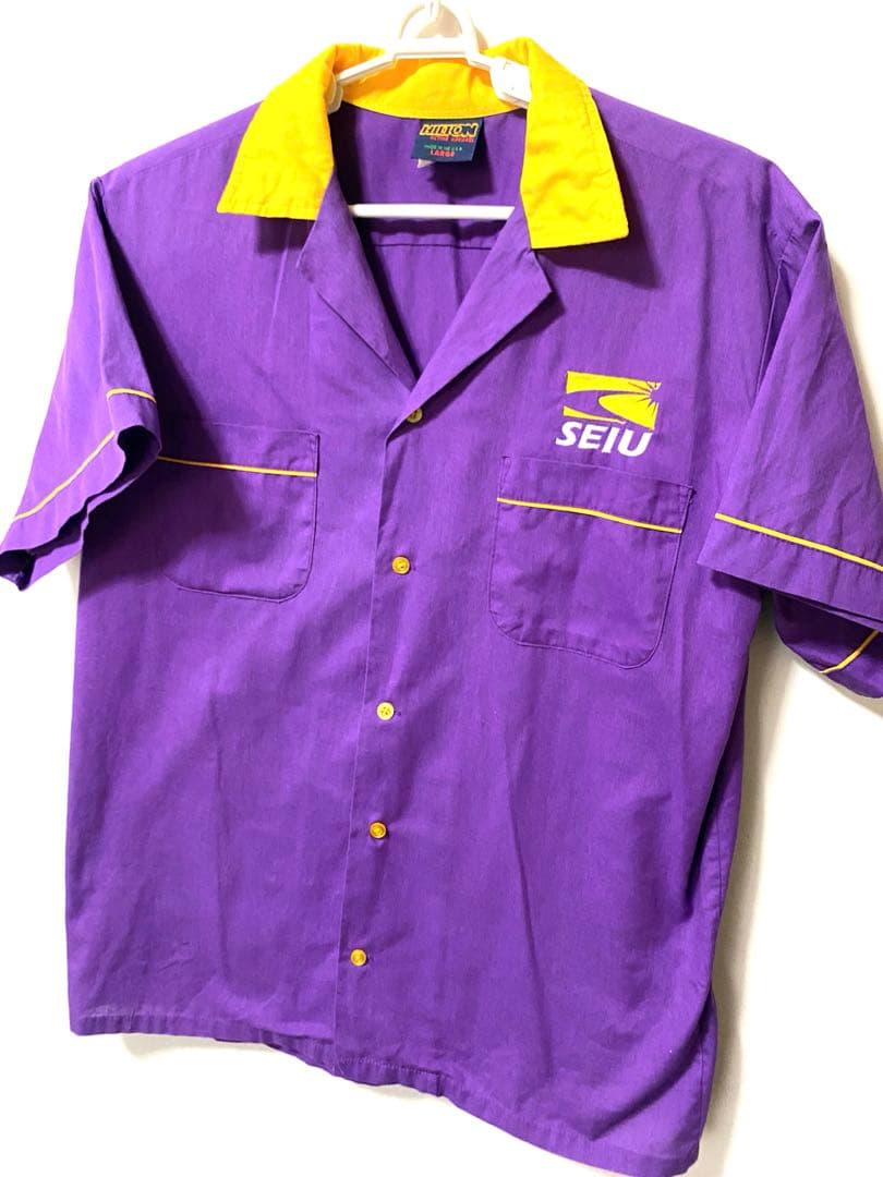 HILTON ヴィンテージ L 紫 ボーリング 半袖 シャツ