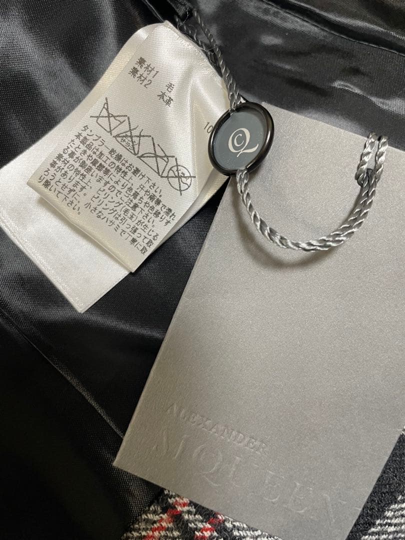 新品タグ付アレキサンダーマックイーンチェックメンズ巻きスカート46イタリア製