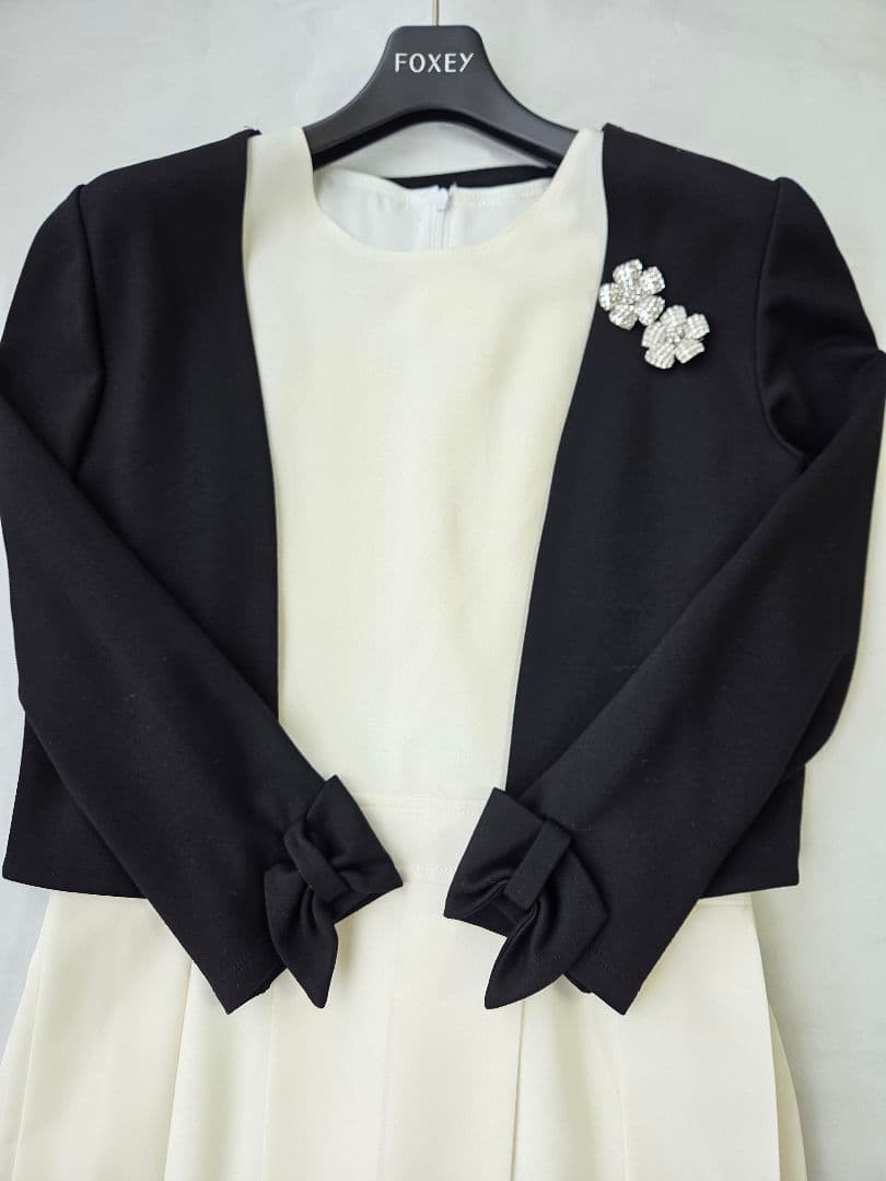 FOXEY フォクシー ボレロ カーディガン 38 袖口リボンデザイン 美品