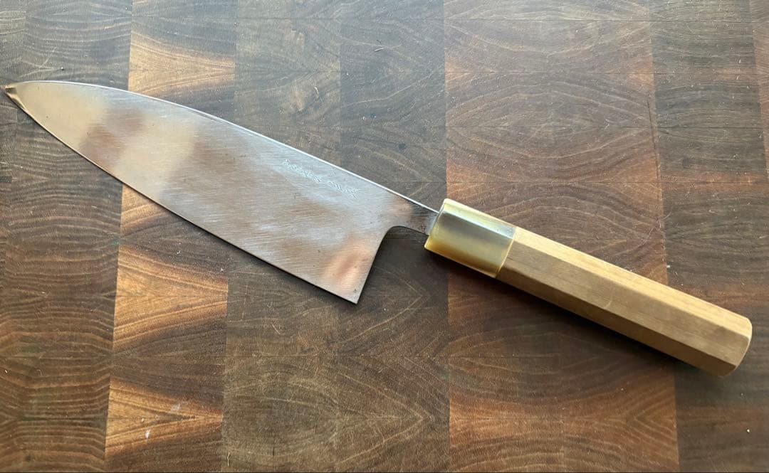 子の日　本鍛錬　白鋼　霞　出刃　7寸　200mm 包丁　本職　和包丁