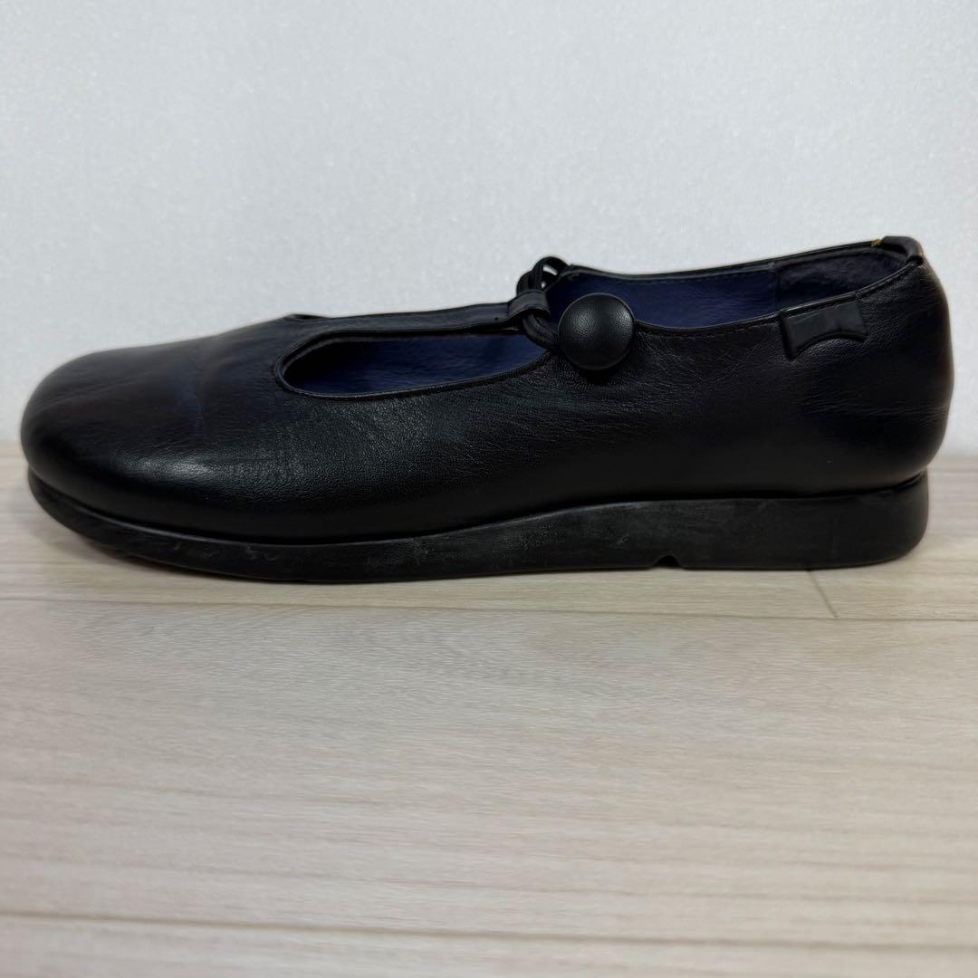 カンペール レザーフラットシューズ Tストラップ ブラック 36 23cm