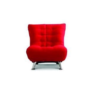 モダン ソファー 【1人掛け レッド 幅56cm】 木製 スチール製脚付き