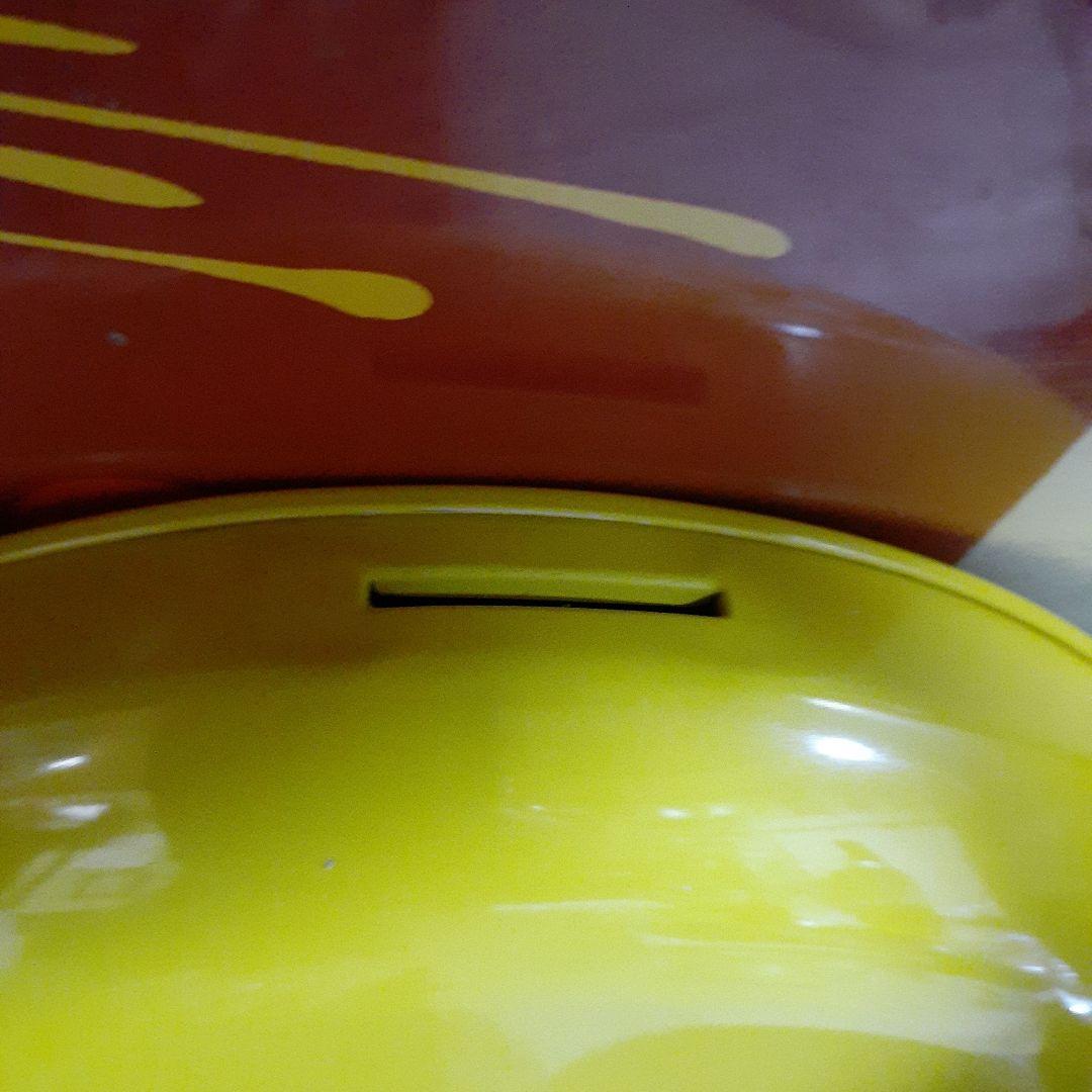 ビンテージ　昭和レトロ　ミッドセンチュリー　ブリキ　壁掛け　スマイル貯金箱