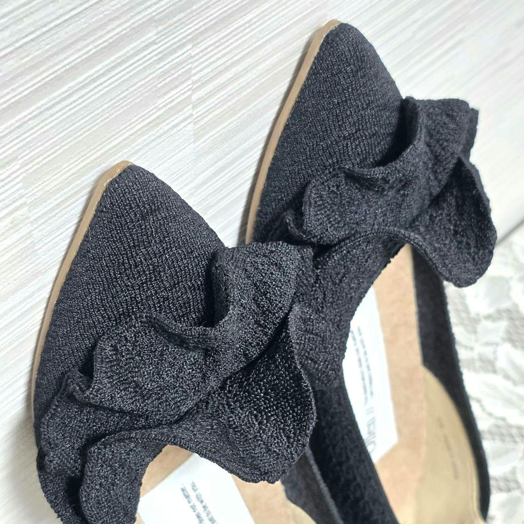 Öffen オッフェン ポインテッド フリル パンプス ブラック 38