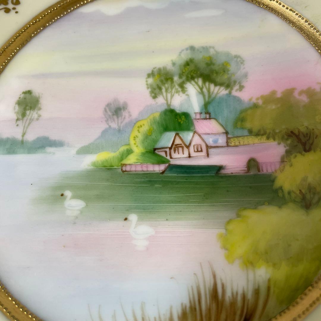 ＊湖水の白鳥＊1906年-1921年＊英国輸出・１５.８cm・オールドノリタケ・