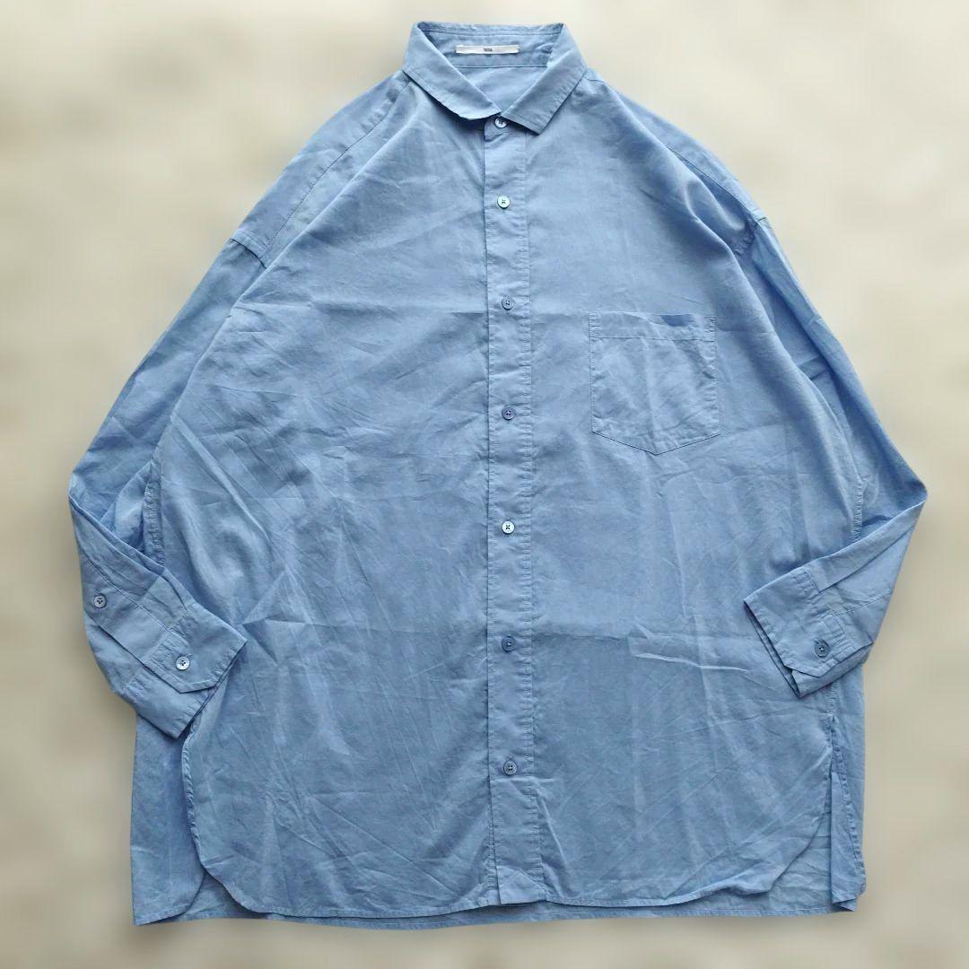 25SS♡美品✨TICCA コットンシルクスクエアビッグシャツ ブルー 洗える