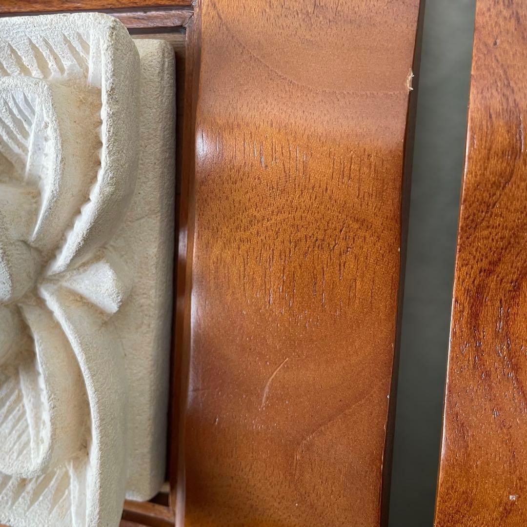 高級チーク材×天然石 壁掛け3点セット｜バリ風 アジアンインテリア（補修あり）